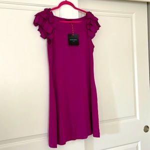 Beautiful magenta color dress with puff shoulders